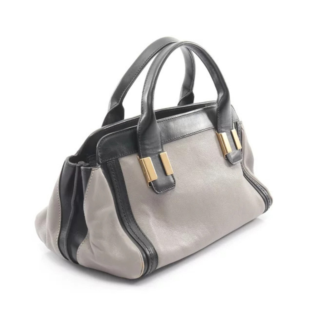 Chloe Leather Handbag ALICE Gray Black